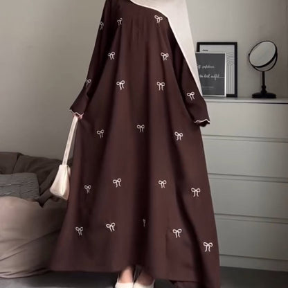 Bowknot Embroidery Elegant Dress Dubai