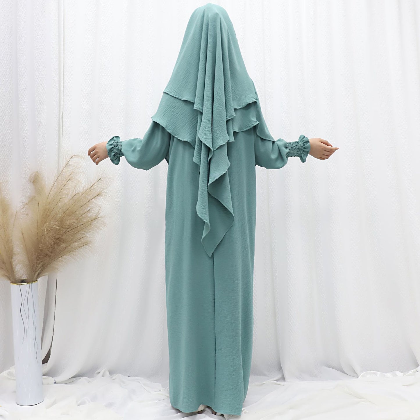 Solid Color Dress With Matching Head Wrap