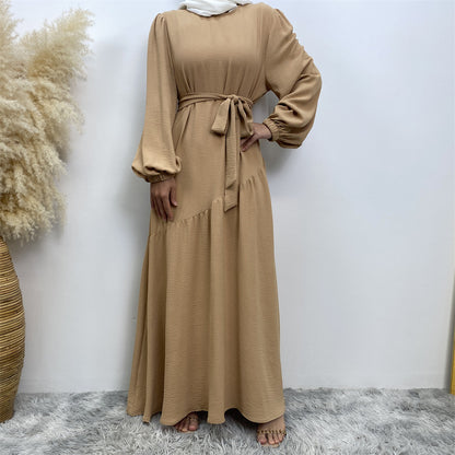 Stitching Swing Solid Color Dress Dubai Women