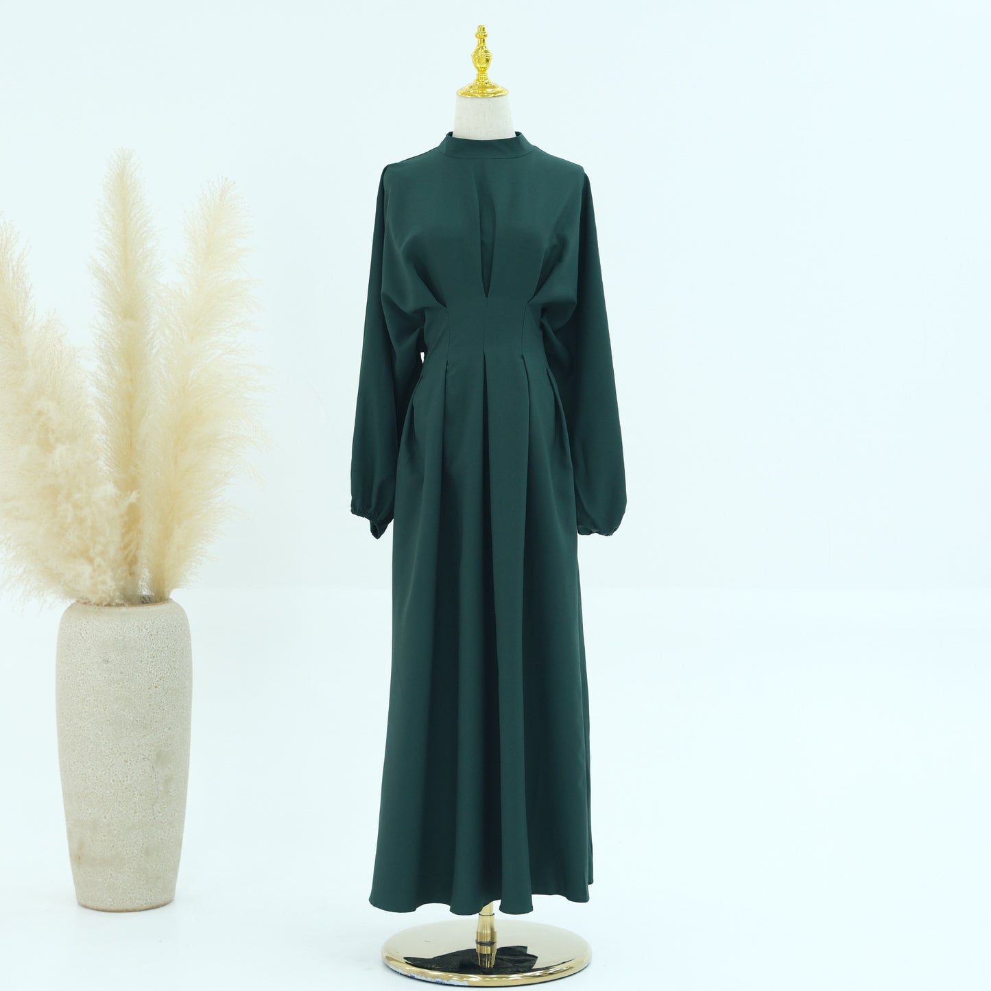 Drawstring Sleeve Solid Color Dress Dubai