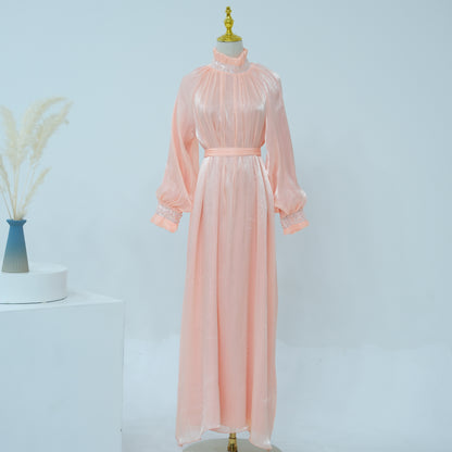 Pure Color Tie Dress Elegant Dubai Turkey