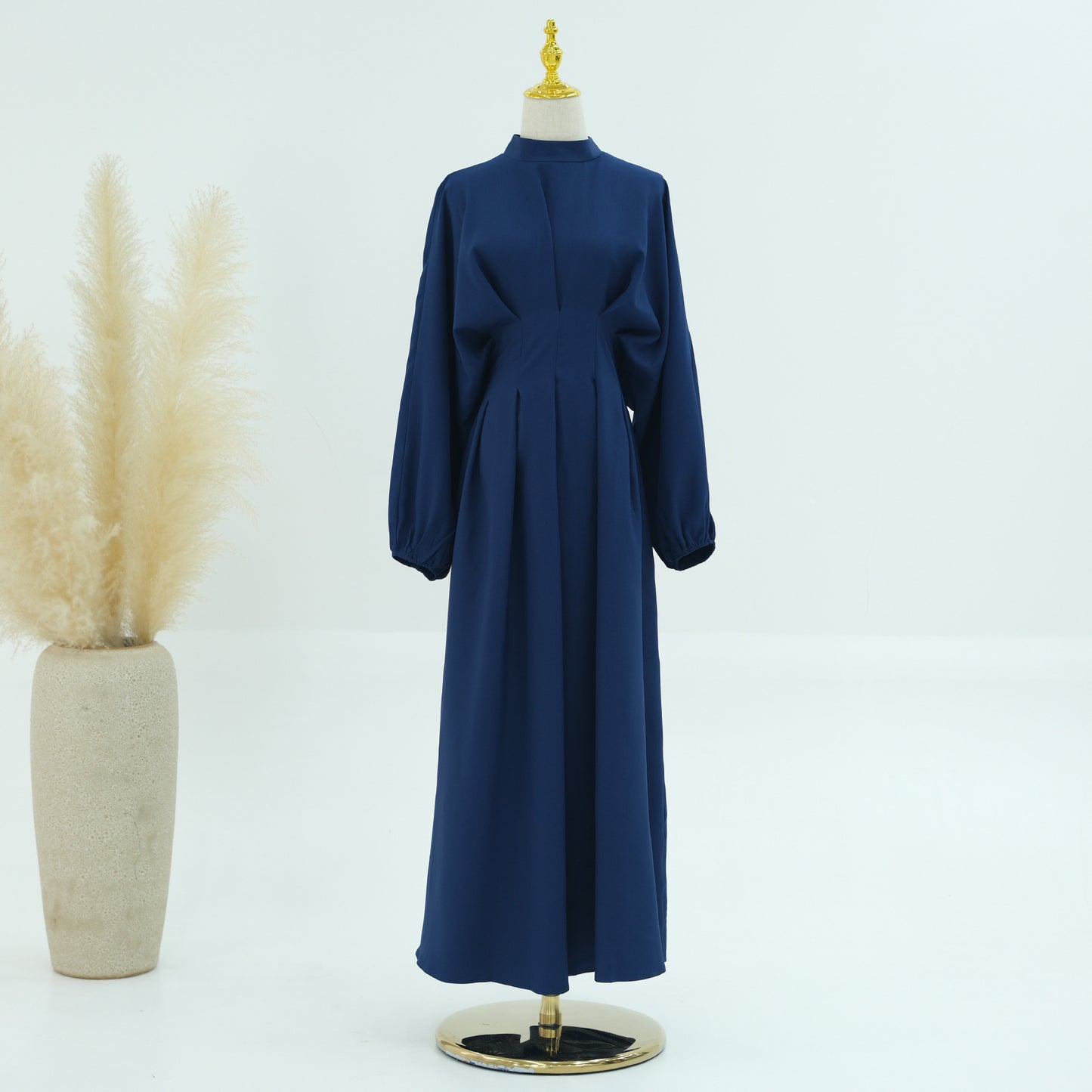 Drawstring Sleeve Solid Color Dress Dubai
