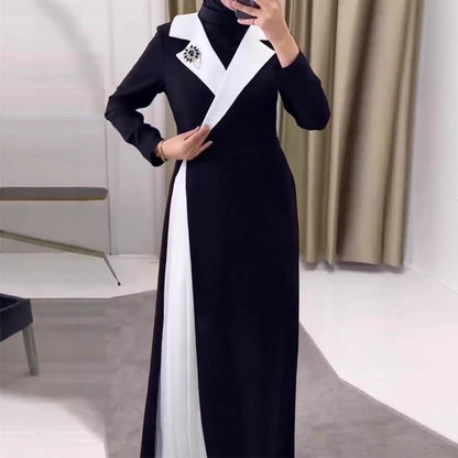 Contrast Pleated Robe Dress Dubai for Women