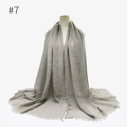 Bubble Plain Soft Cotton Scarf Wrap For Women