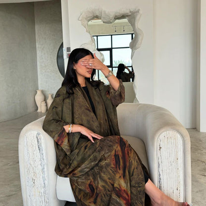 Printed Chiffon Robe Dress Outerwear Dubai
