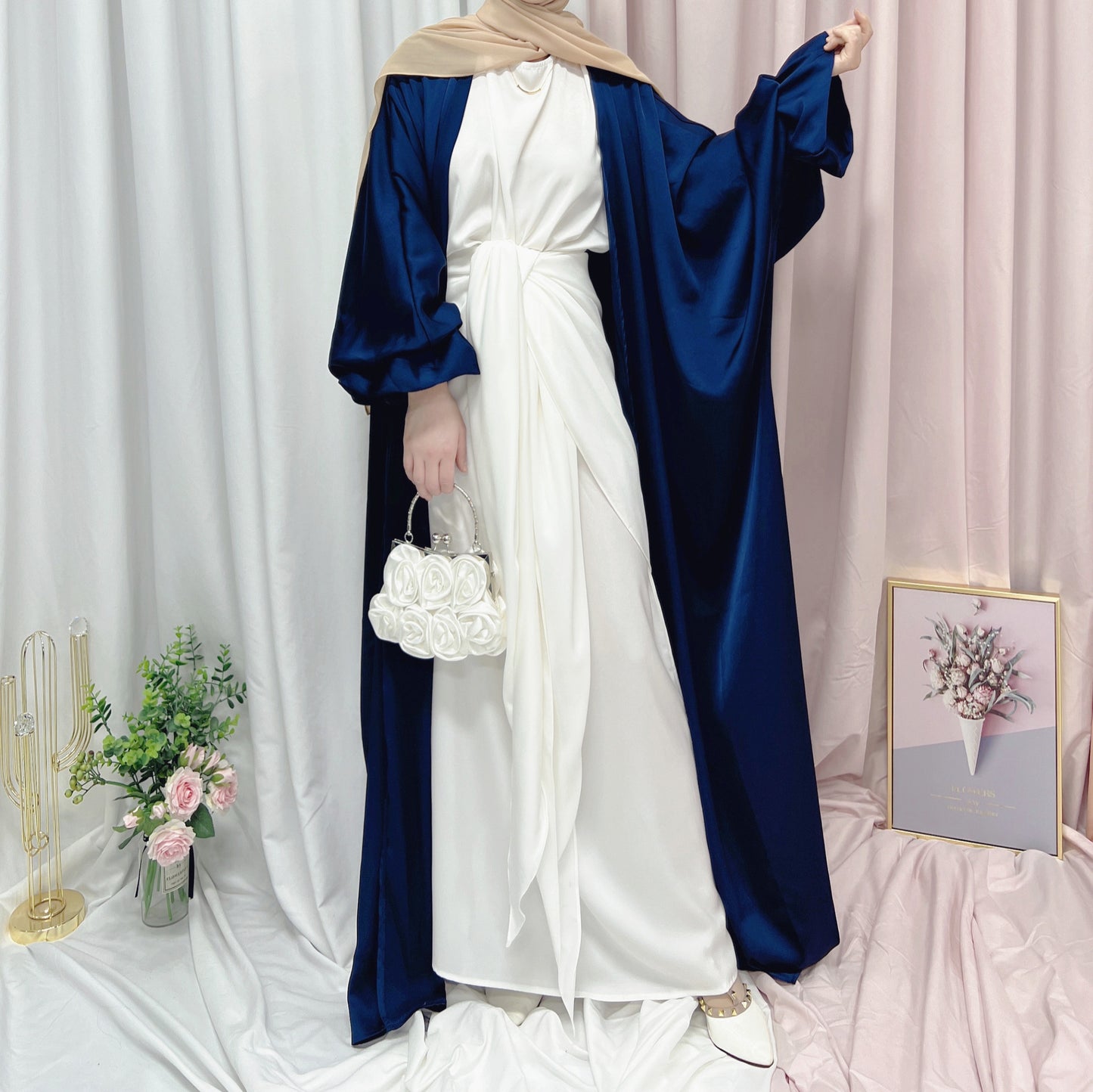 Puff Sleeve Elegant Cardigan Dress Dubai