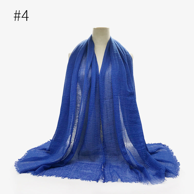 Bubble Plain Soft Cotton Scarf Wrap For Women
