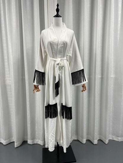 Tassel Abaya Coat Fashion Robe Dress Dubai