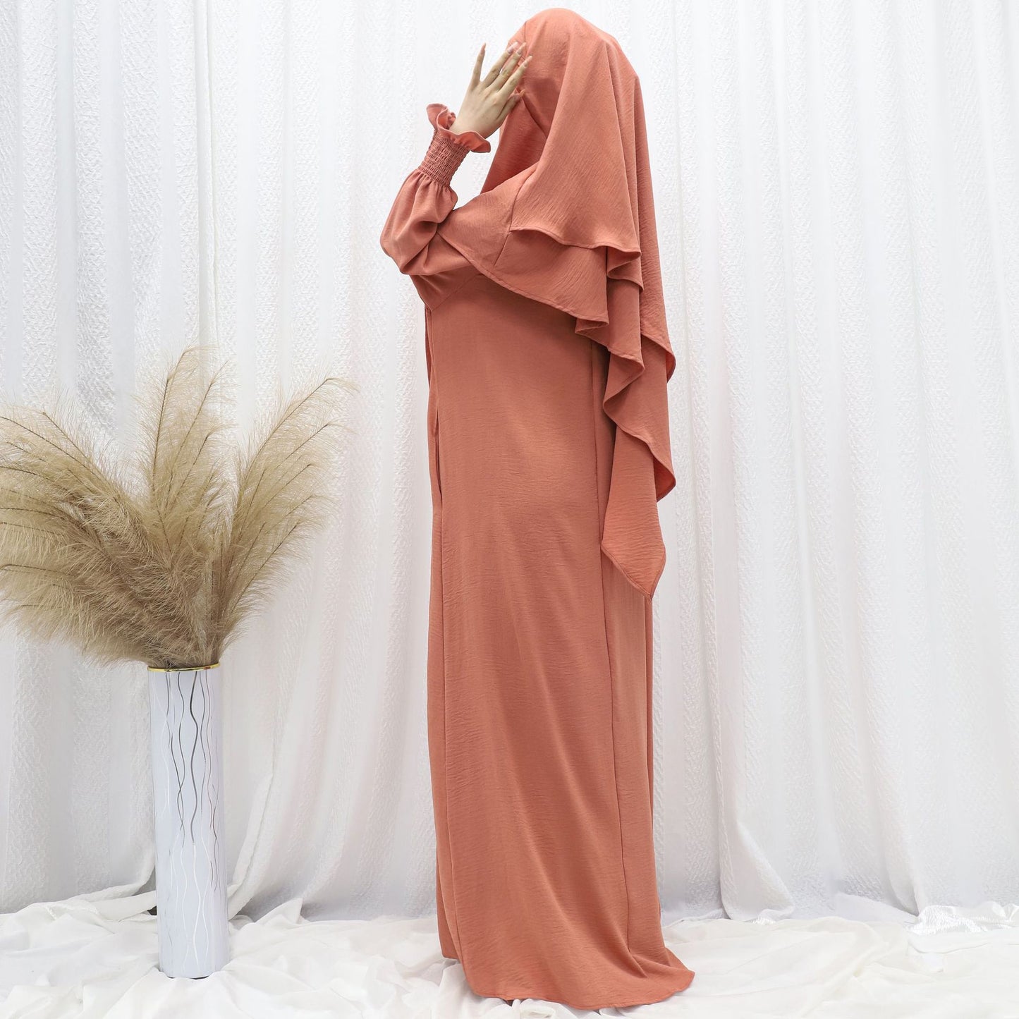 Solid Color Dress With Matching Head Wrap