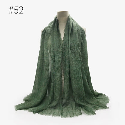 Bubble Plain Soft Cotton Scarf Wrap For Women