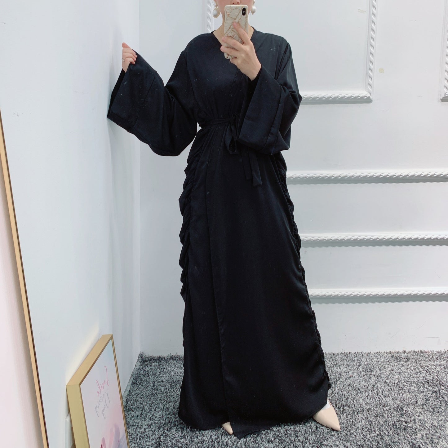 Long Tie Flowy Solid Color Dress Dubai