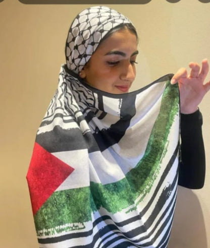 Satin Printed Head Wrap Scarf Elegant Shawl