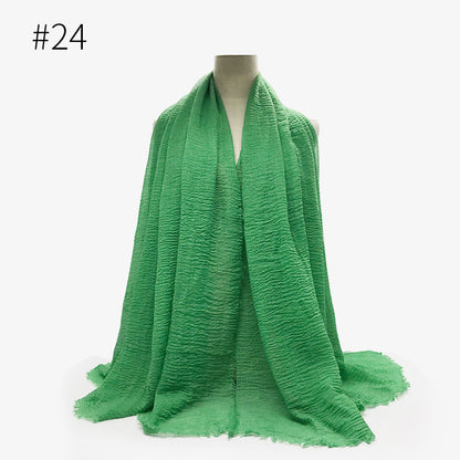 Bubble Plain Soft Cotton Scarf Wrap For Women