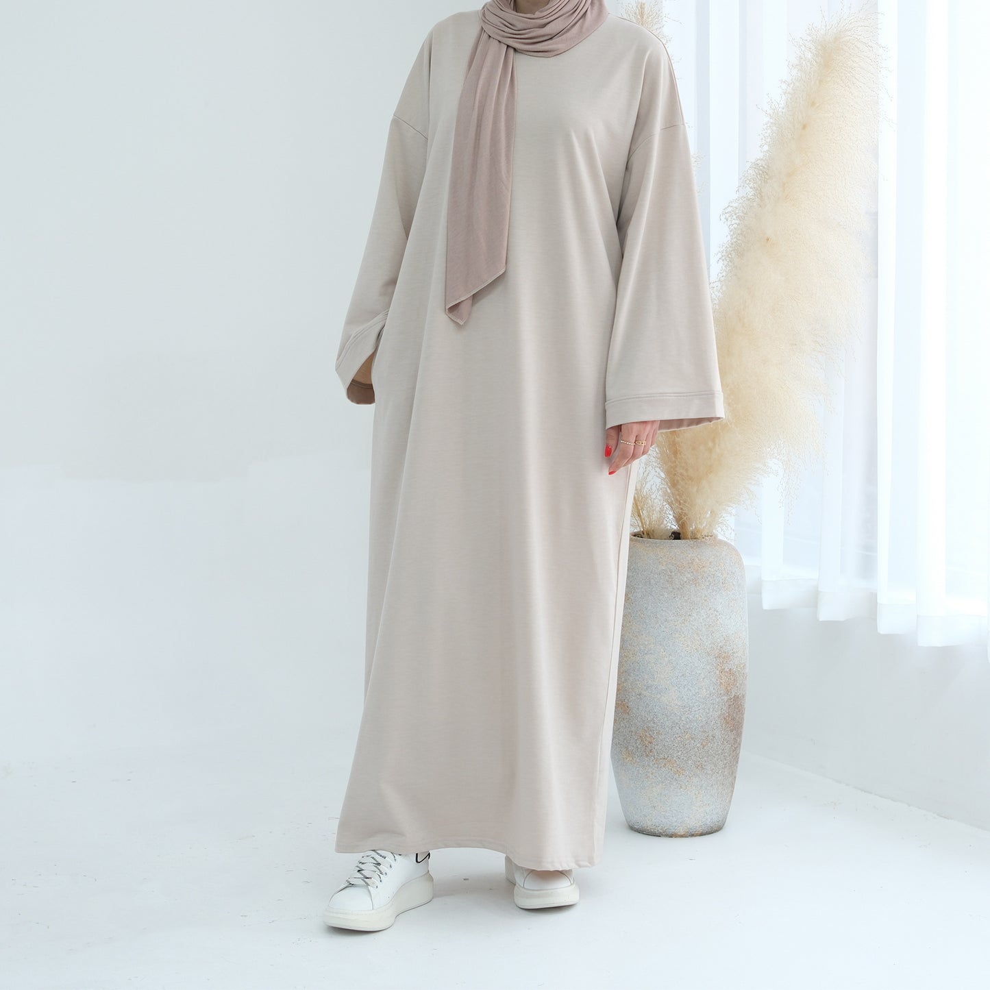 Solid Color Hoodie Dress Dubai Fashion Wear
