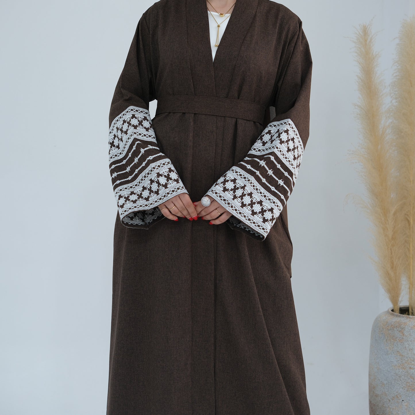 Embroidered Elegant Cardigan Dress Dubai
