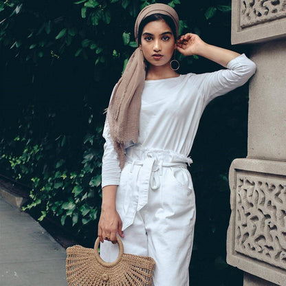 Bubble Plain Soft Cotton Scarf Wrap For Women