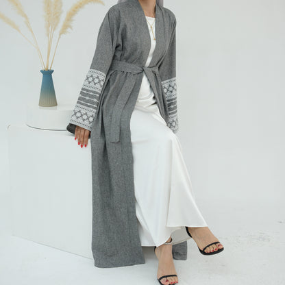 Embroidered Elegant Cardigan Dress Dubai