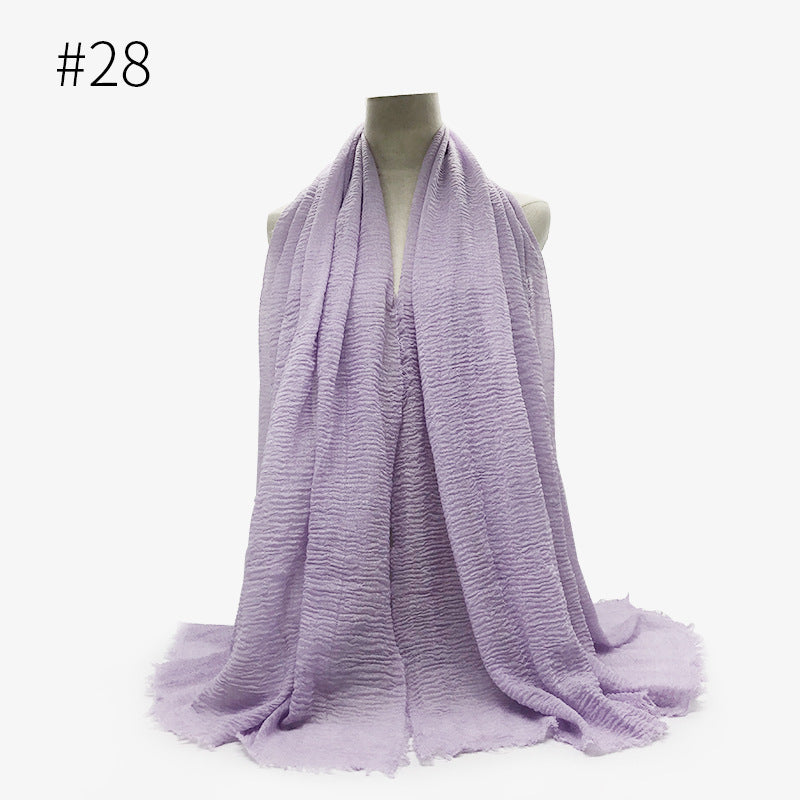 Bubble Plain Soft Cotton Scarf Wrap For Women