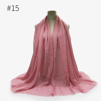 Bubble Plain Soft Cotton Scarf Wrap For Women