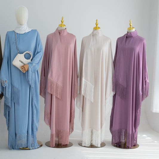Dubai Tassel Bat Sleeve Elegant Robe Dress Women