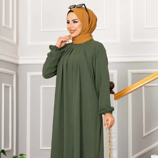 Wrinkle Style Modest Women Dress Dubai