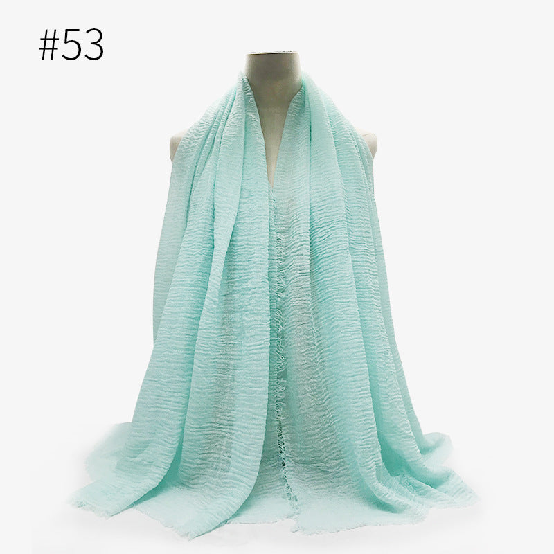 Bubble Plain Soft Cotton Scarf Wrap For Women