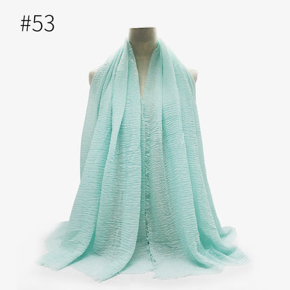 Bubble Plain Soft Cotton Scarf Wrap For Women