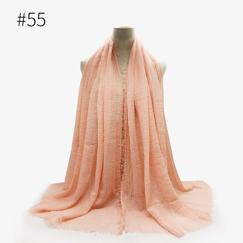 Bubble Plain Soft Cotton Scarf Wrap For Women