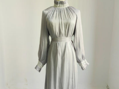 Pure Color Tie Dress Elegant Dubai Turkey