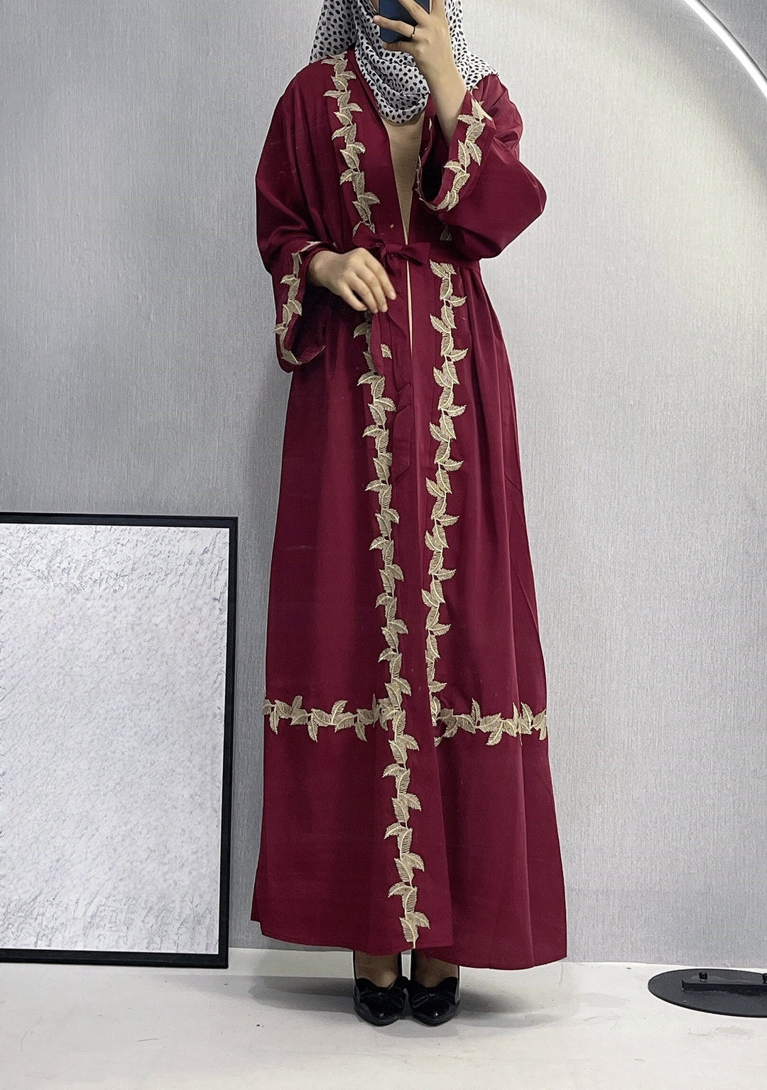 Embroidered Lace Long Dress Robe For Women