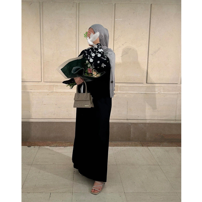 Dubai Embroidered Loose Bat Sleeve Cardigan Robe