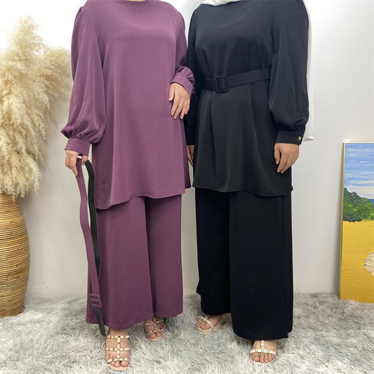 Solid Color Dubai Two-Piece Set for Women