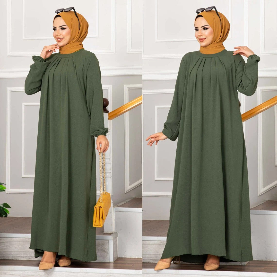 Wrinkle Style Modest Women Dress Dubai