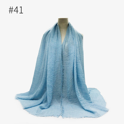 Bubble Plain Soft Cotton Scarf Wrap For Women