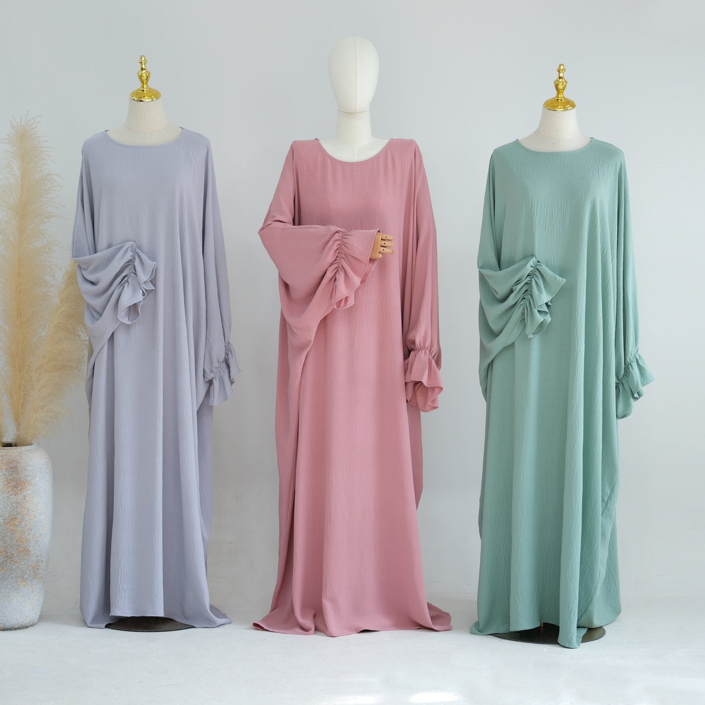 Solid Color Dubai Dress Long Middle East Wear