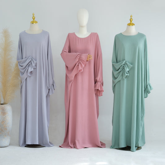 Solid Color Dubai Dress Long Middle East Wear