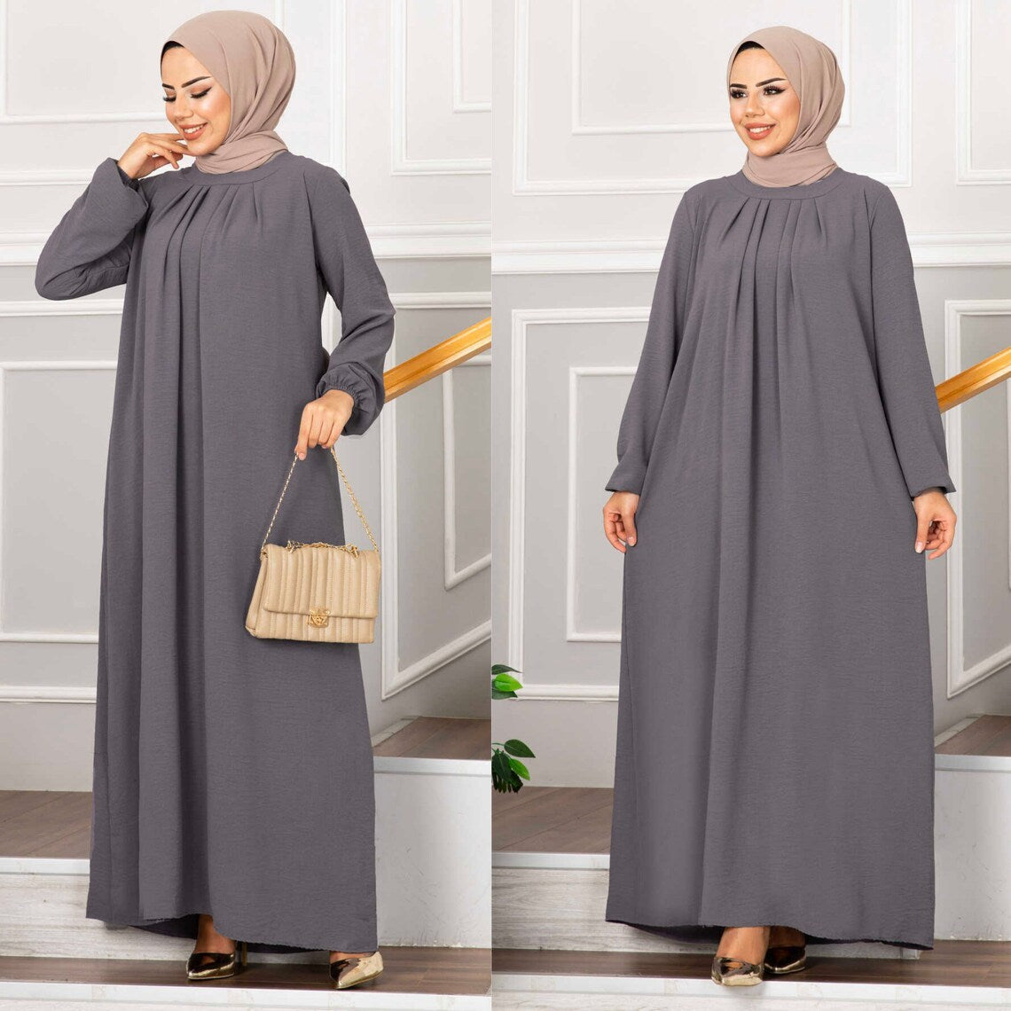 Wrinkle Style Modest Women Dress Dubai