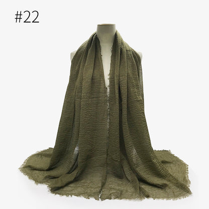 Bubble Plain Soft Cotton Scarf Wrap For Women