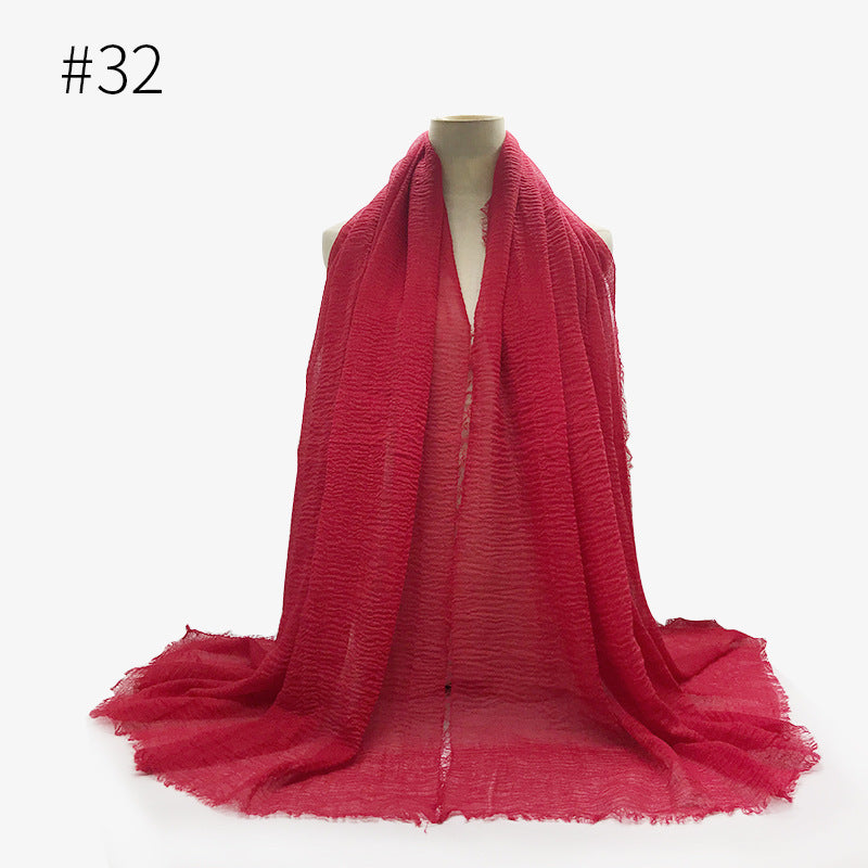 Bubble Plain Soft Cotton Scarf Wrap For Women