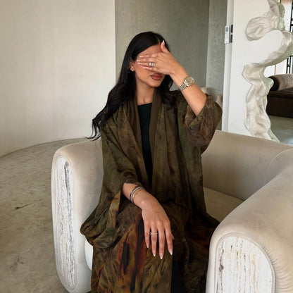 Printed Chiffon Robe Dress Outerwear Dubai