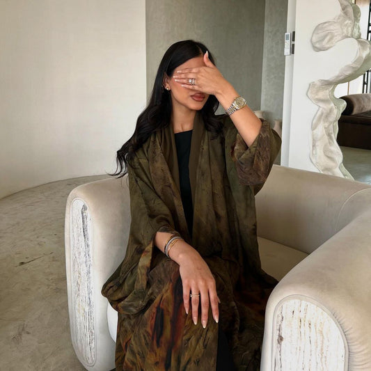 Printed Chiffon Robe Dress Outerwear Dubai