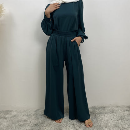 Solid Color Dubai Two-Piece Set for Women
