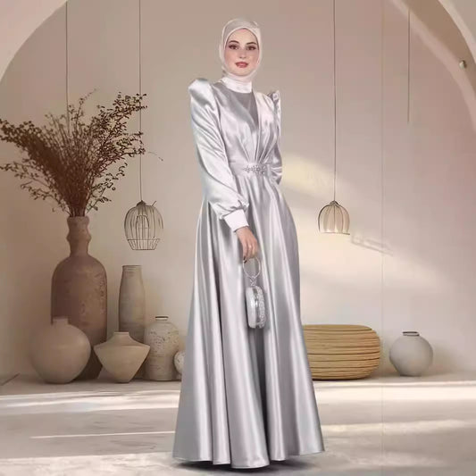 Graceful Satin Long Dress for Elegant Women