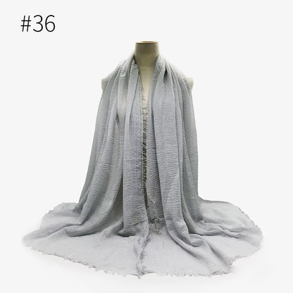 Bubble Plain Soft Cotton Scarf Wrap For Women