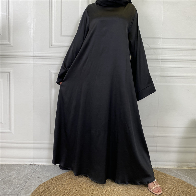 Lace Up Satin Muslim Long Dress Dubai Collection