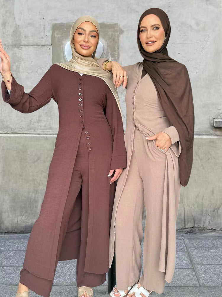 Dubai Casual Solid Color Two-Piece Women Outfit