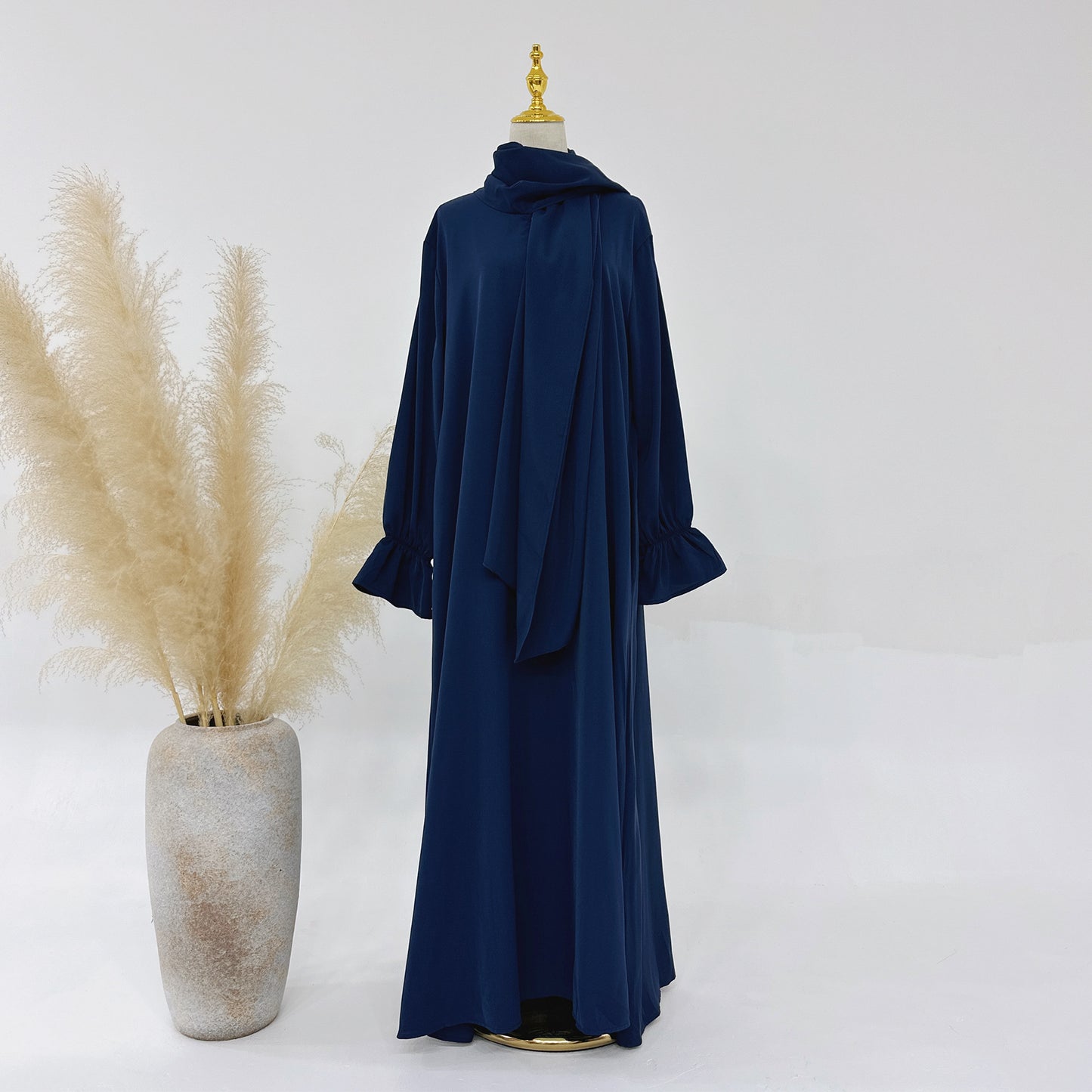 Small Horn Sleeve Solid Color Dress Dubai