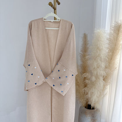 Elegant Dubai Embroidered Cardigan Robe Wear