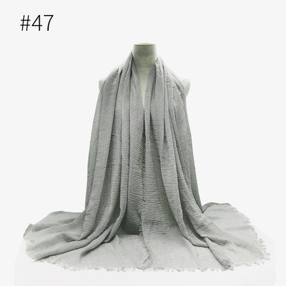 Bubble Plain Soft Cotton Scarf Wrap For Women