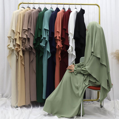 Solid Color Dress With Matching Head Wrap